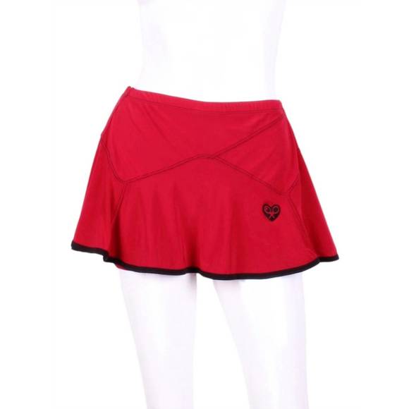 NEW LOVE LOVE TENNIS women's triangle skirt in red /black trim